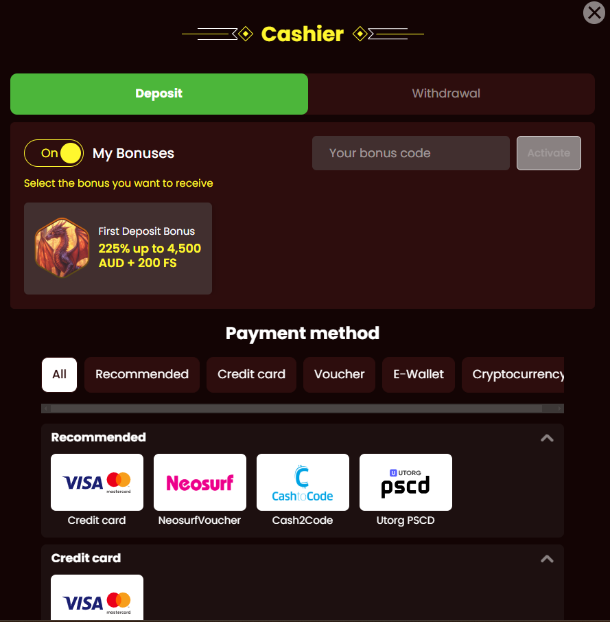 DragonSlots Registration