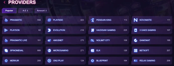 roby casino providers