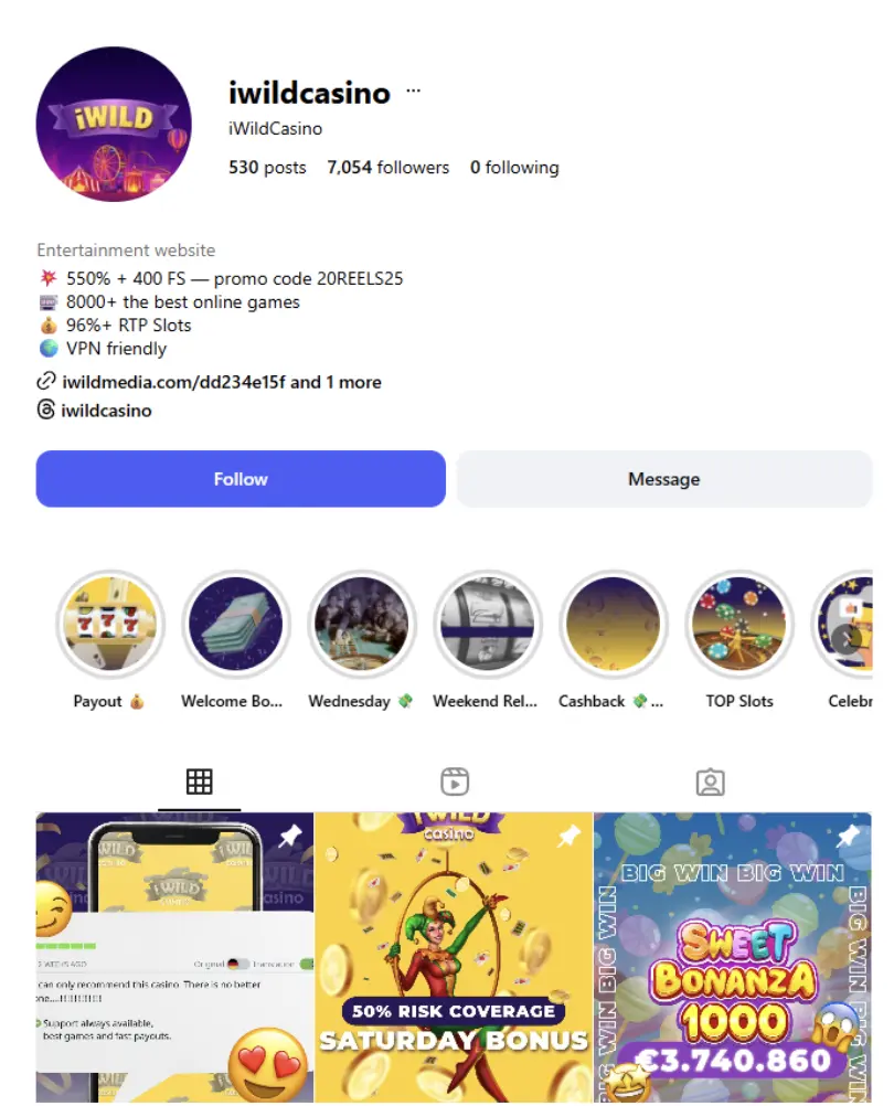 iwild casino instagram