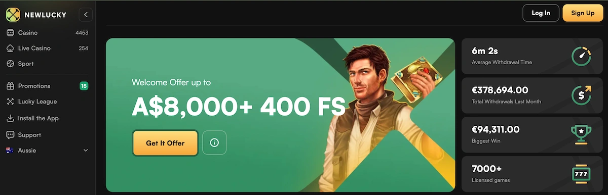 newlucky main page
