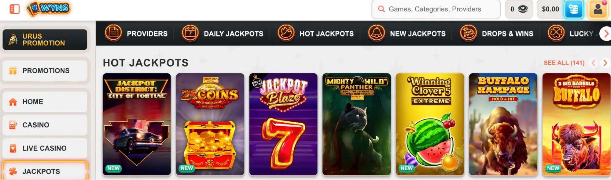 wyns jackpots
