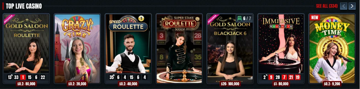 Glorion Live Casino Games