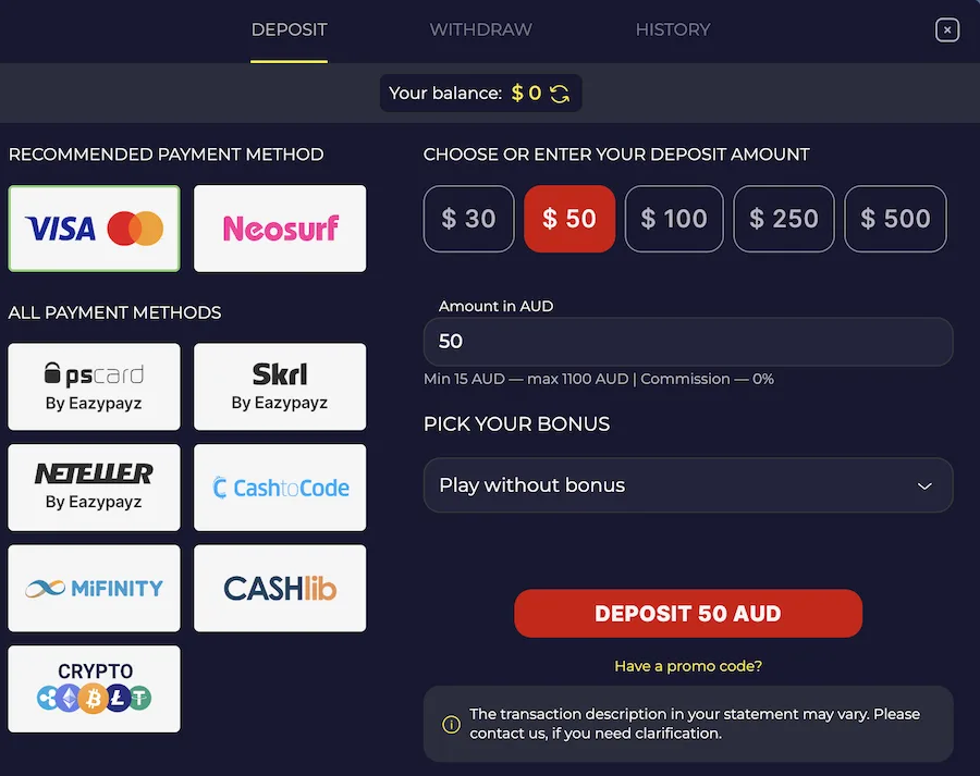 slota casino payments