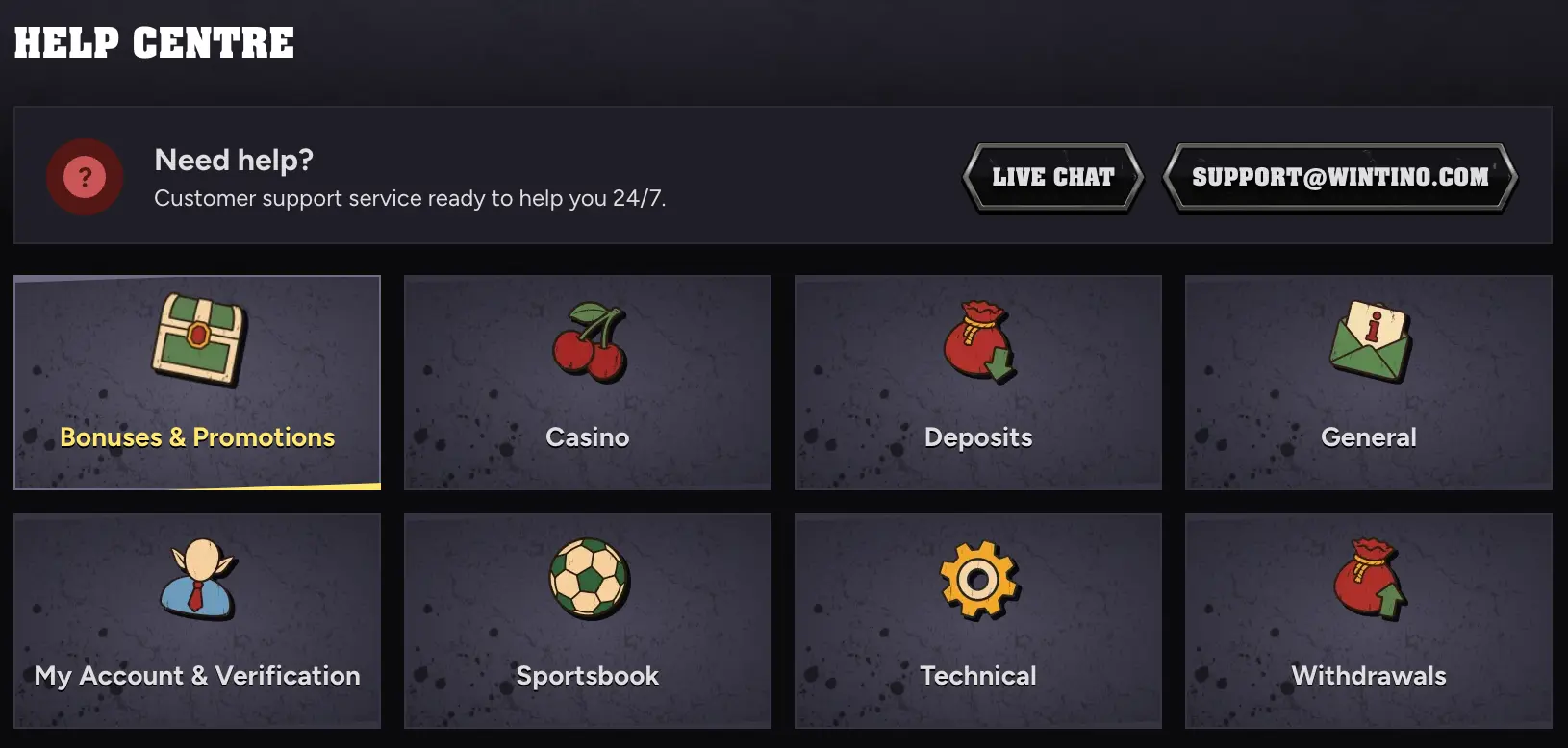 winito casino support