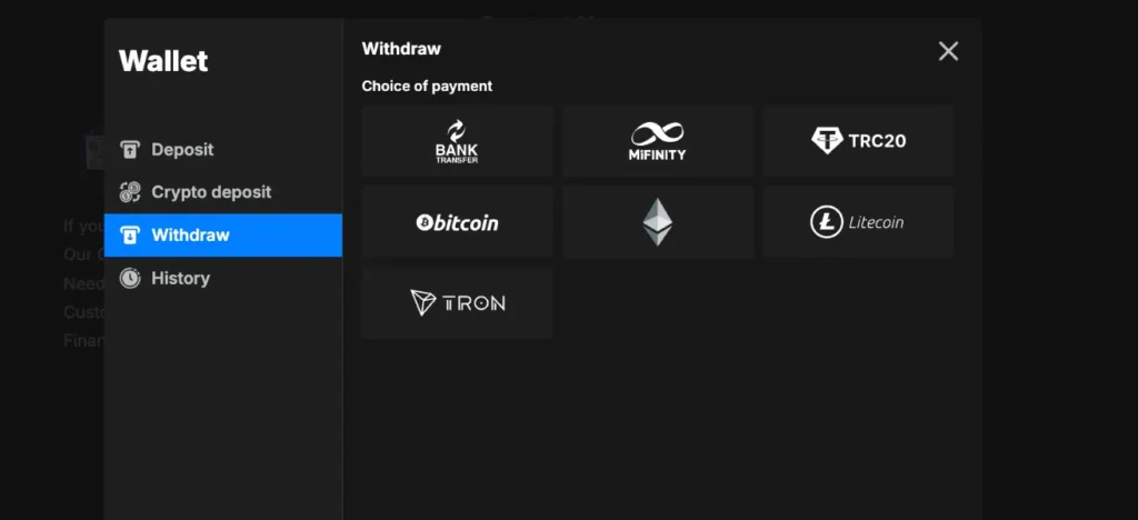 nikaspin withdraw options